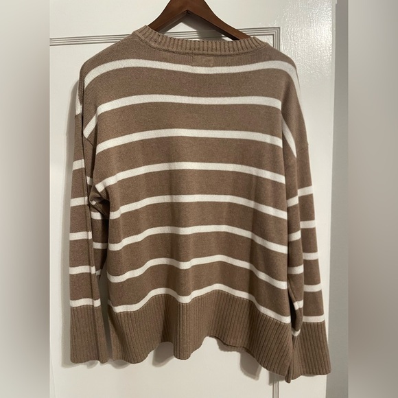 J. Crew Taupe and Cream Striped Sweater - Picture 2 of 3